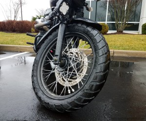 Avon Trekrider Triumph Scrambler rain front MotoADVR